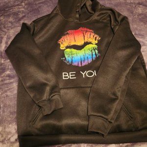 SHEIN 1X BLACK HOODIE WITH COLORFUL LIPS